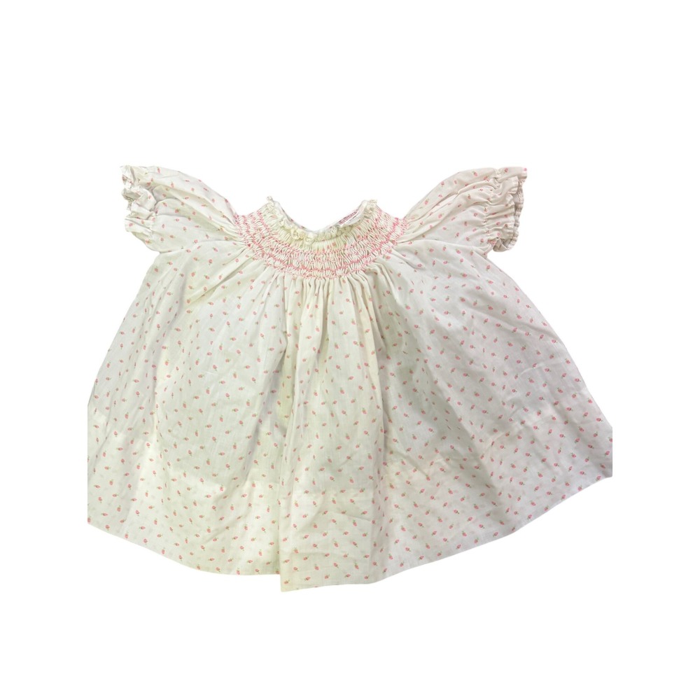 The Smockery Vintage Dress Top Baby 6M White Pink Smocked